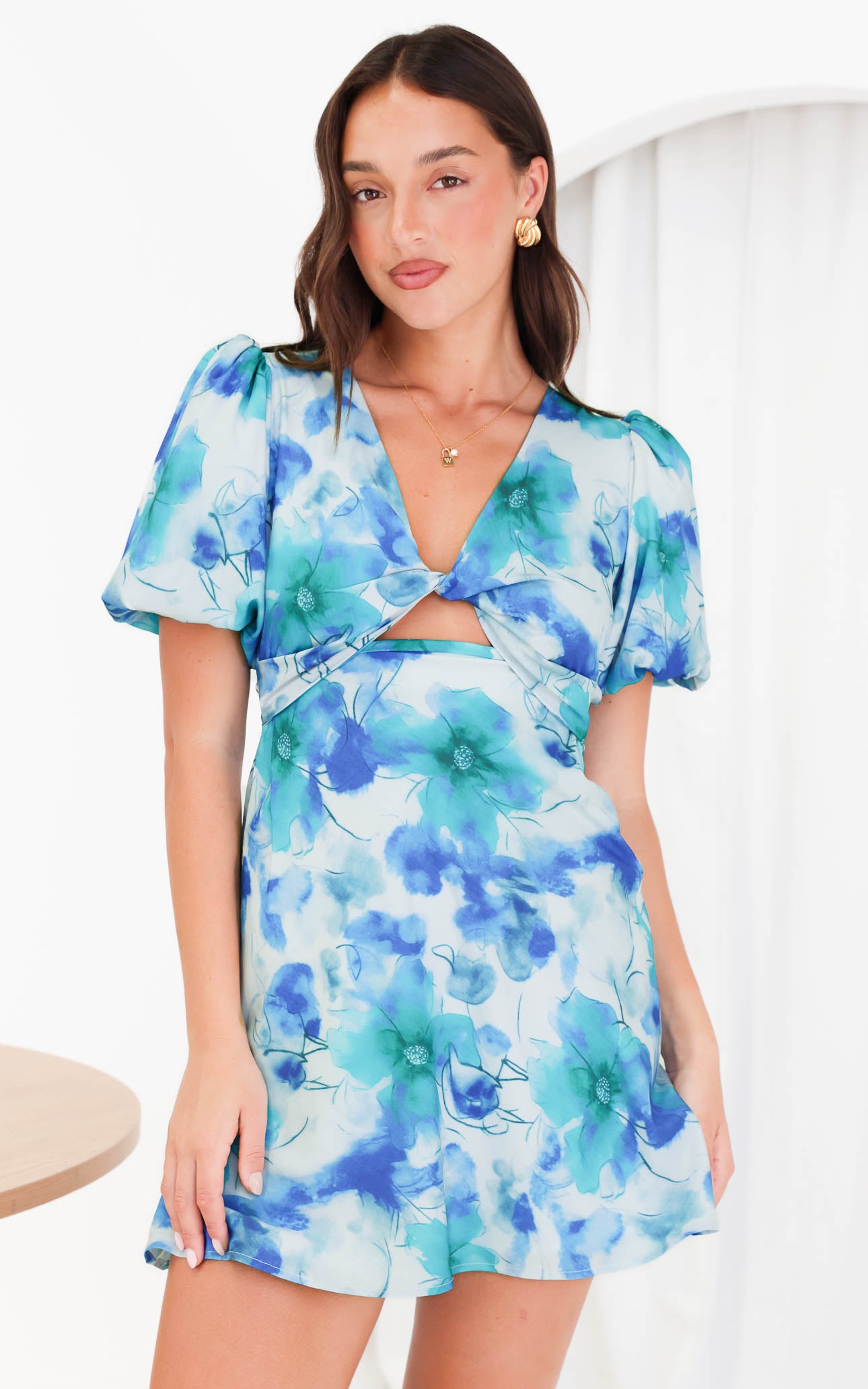 Kamala Mini Dress - Blue Floral