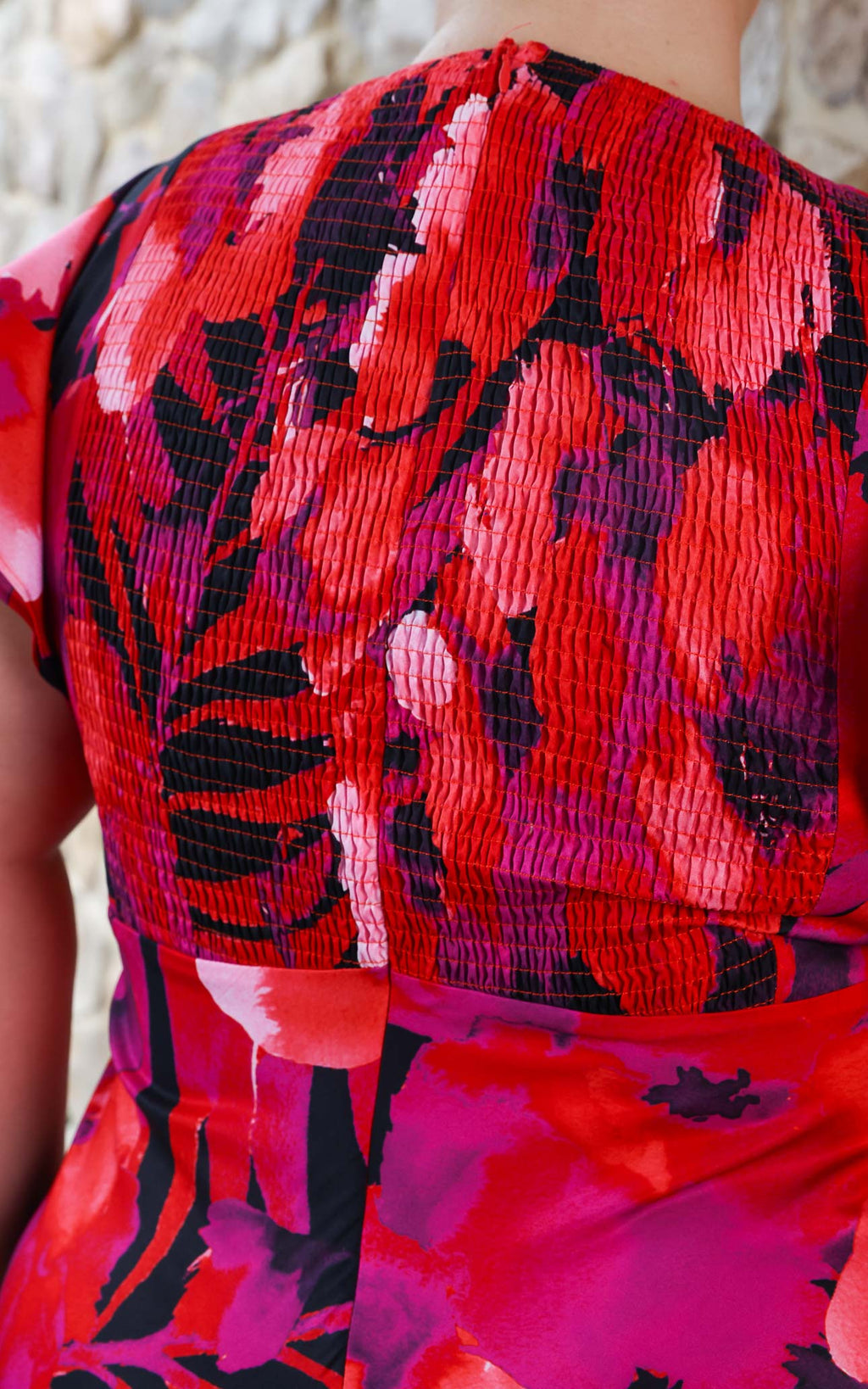 Kamala Flutter Sleeve Maxi Dress - Red Black Floral