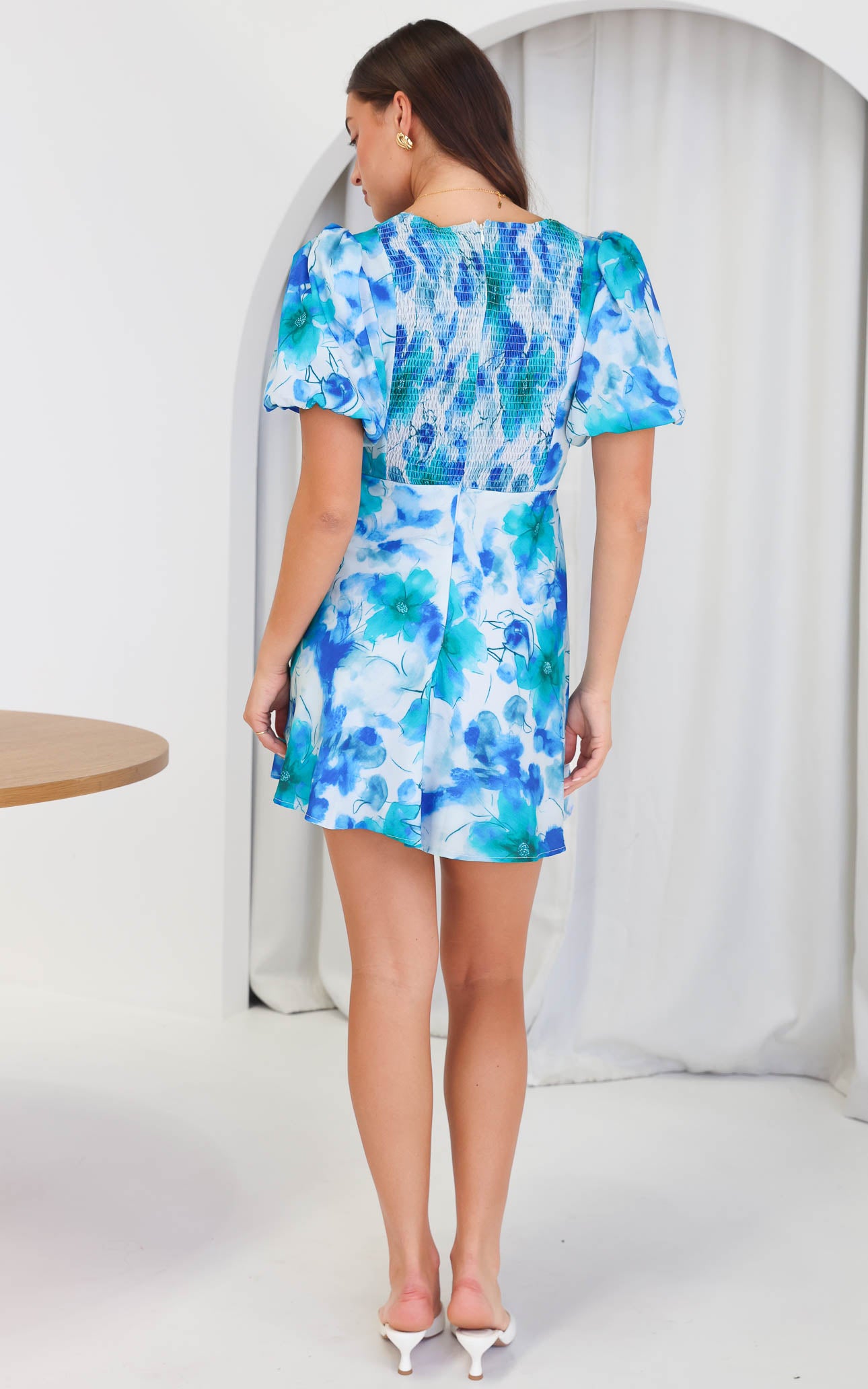 Kamala Mini Dress - Blue Floral