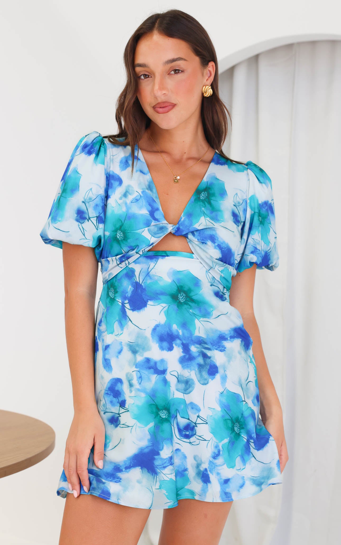 Kamala Mini Dress - Blue Floral