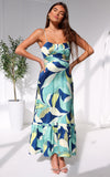 Kamila Maxi Dress - Blue Multi Leaf