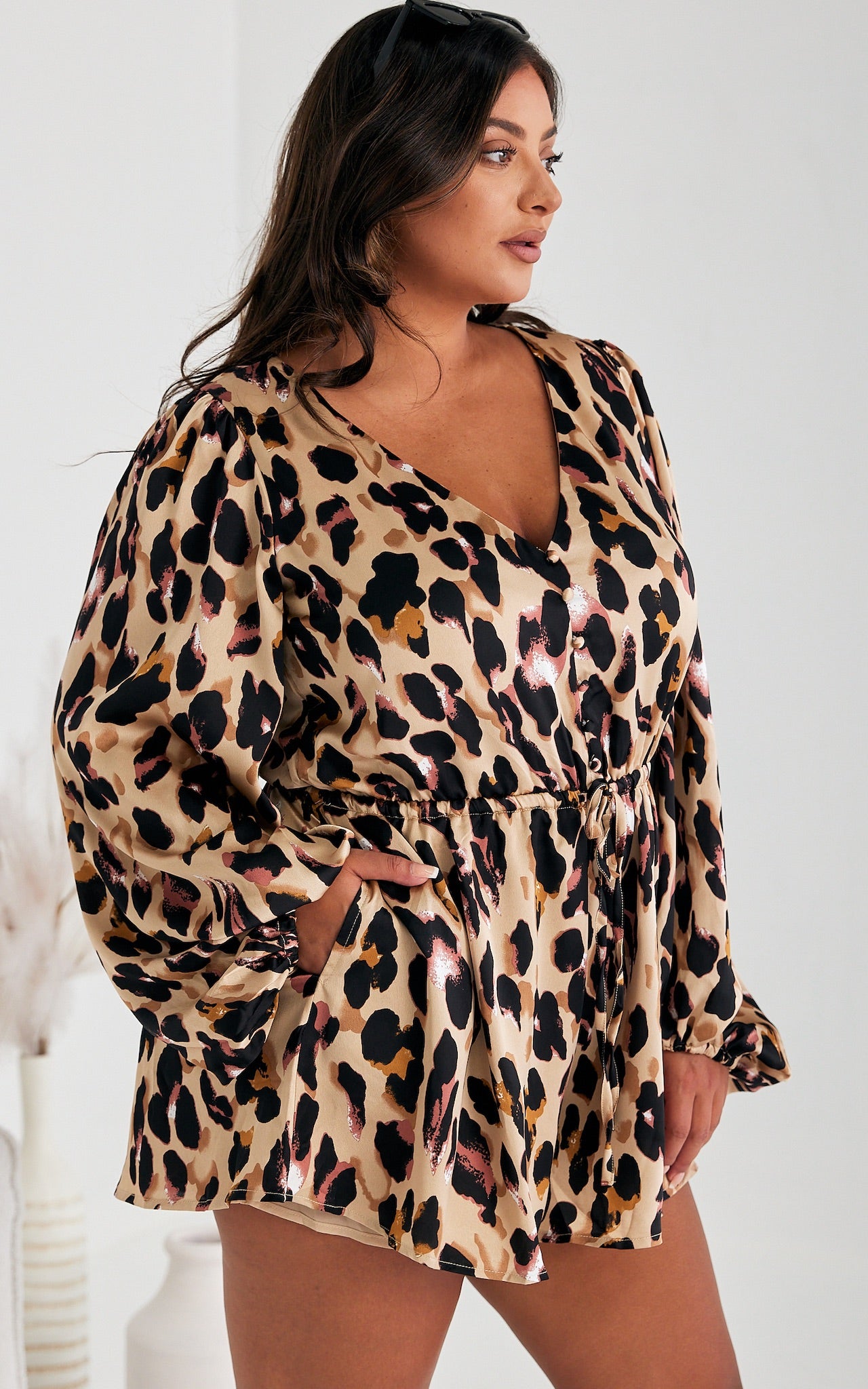 Karmen Playsuit - Brown Leopard