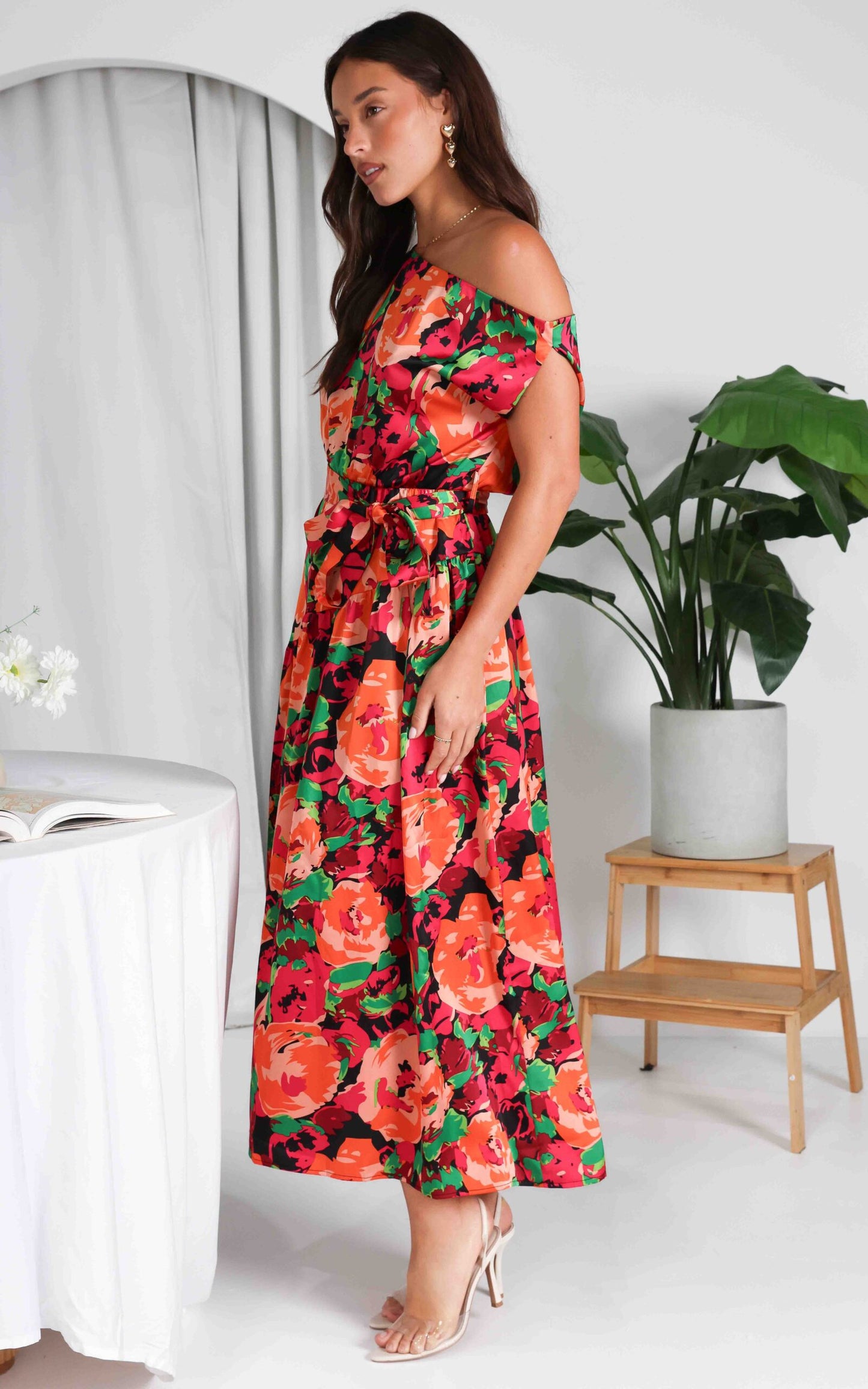 (Preorder) Kassidy Maxi Dress - Black Orange Multi Floral