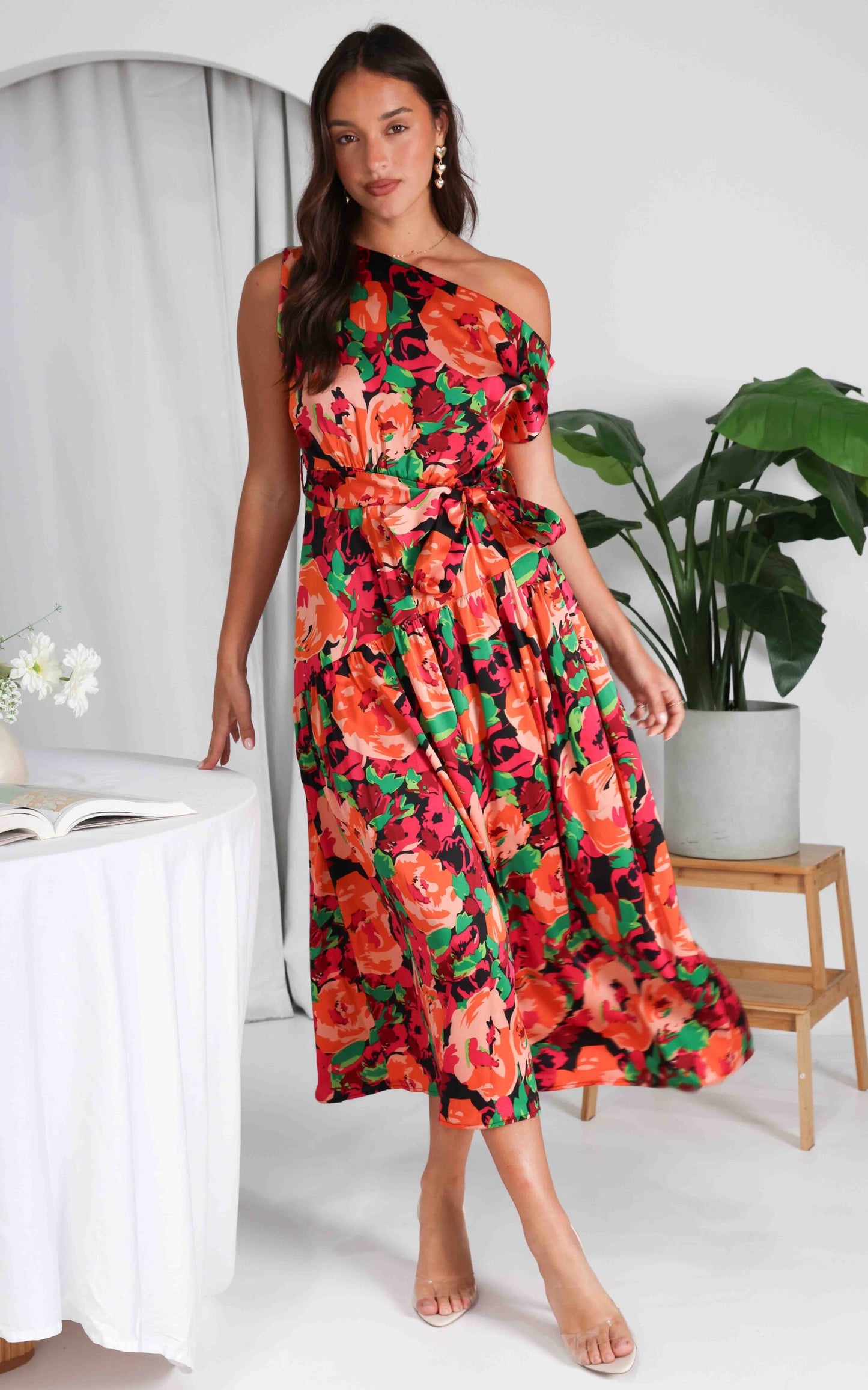 (Preorder) Kassidy Maxi Dress - Black Orange Multi Floral