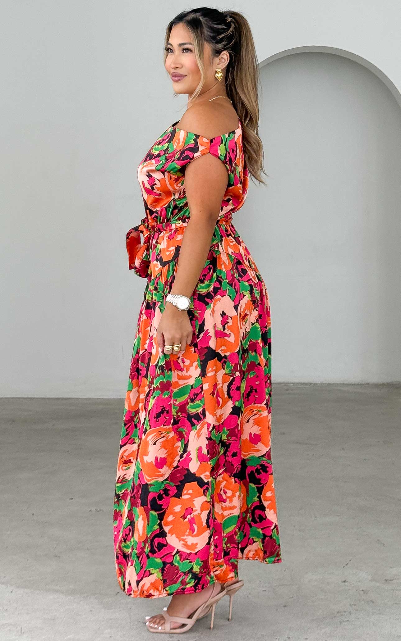 Kassidy Maxi Dress - Black Orange Multi Floral