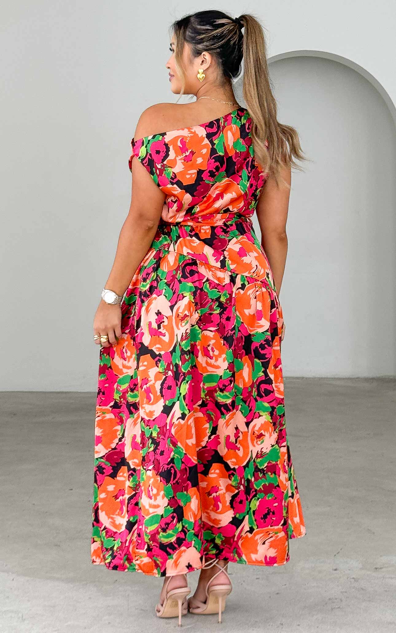 Kassidy Maxi Dress - Black Orange Multi Floral