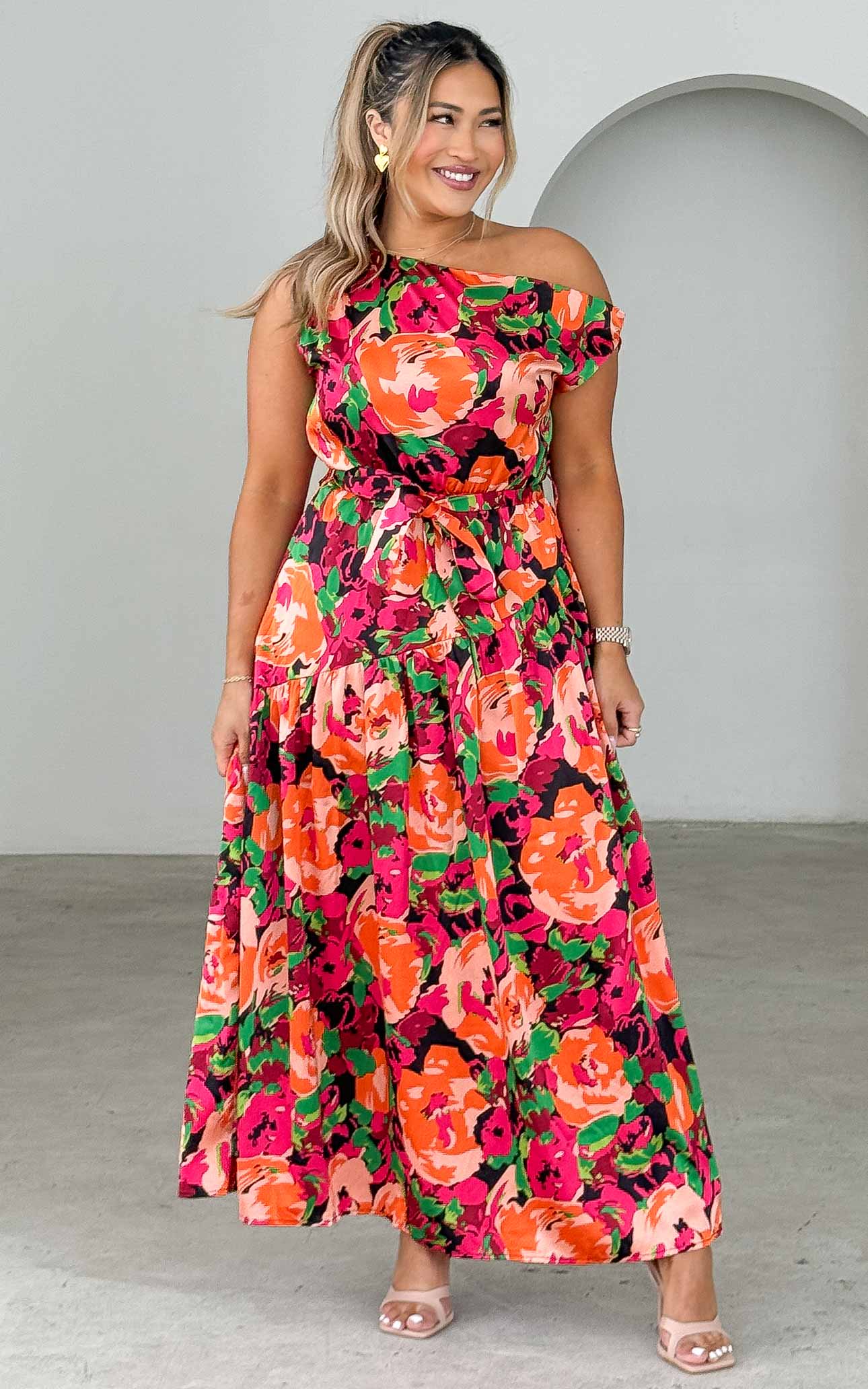 Kassidy Maxi Dress - Black Orange Multi Floral