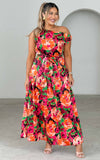 Kassidy Maxi Dress - Black Orange Multi Floral