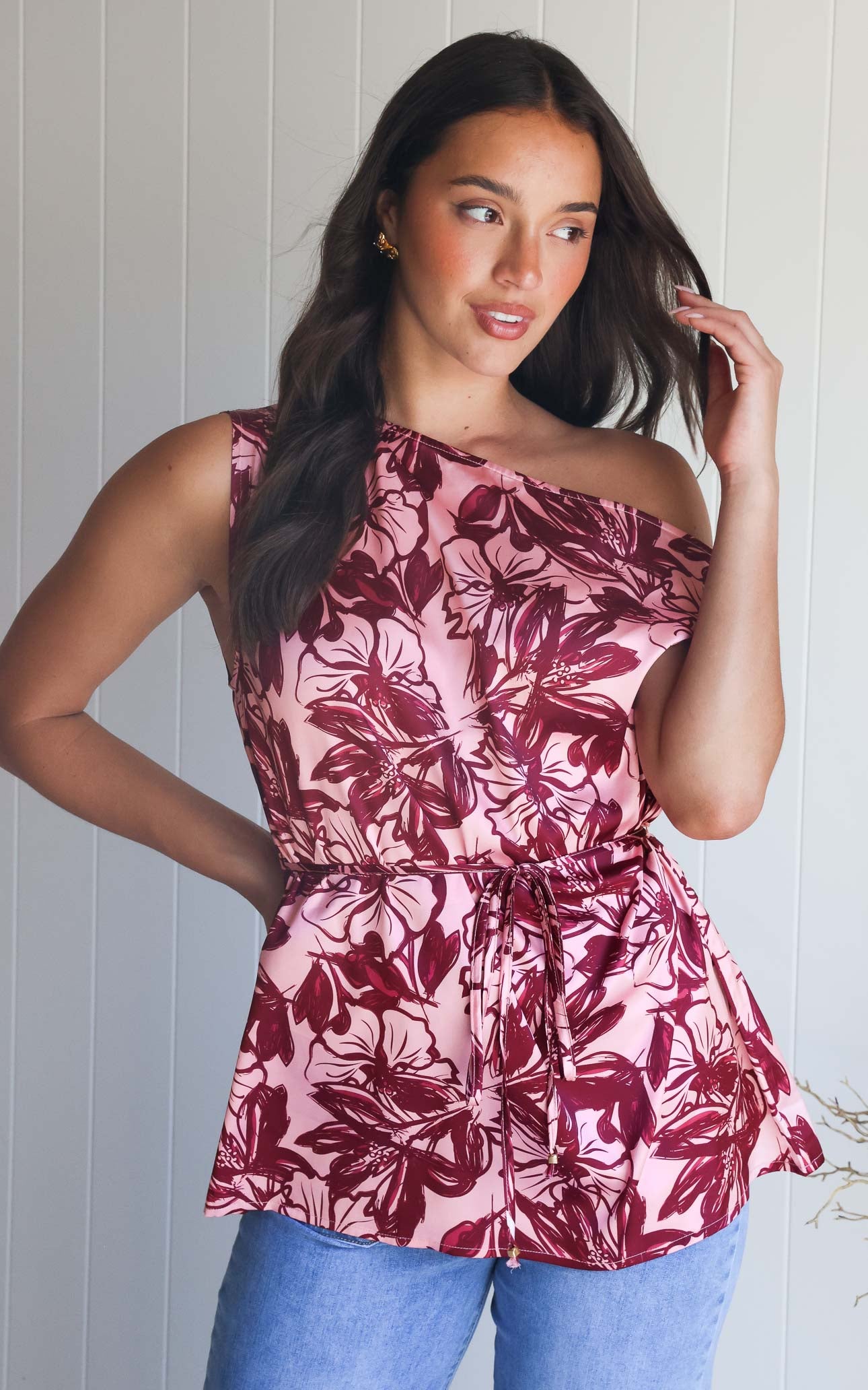 Kassie Top - Pink Burgundy Floral