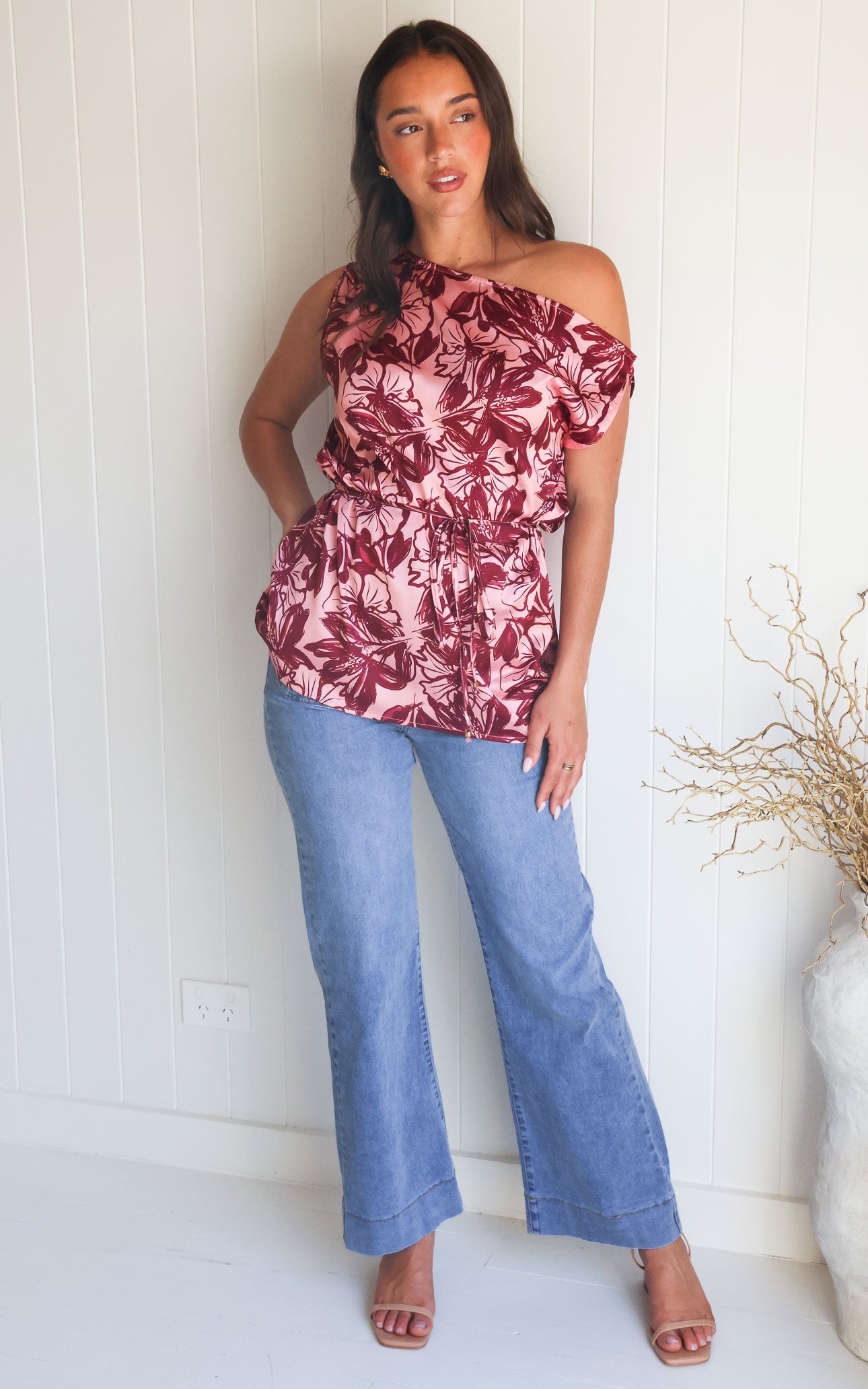 Kassie Top - Pink Burgundy Floral