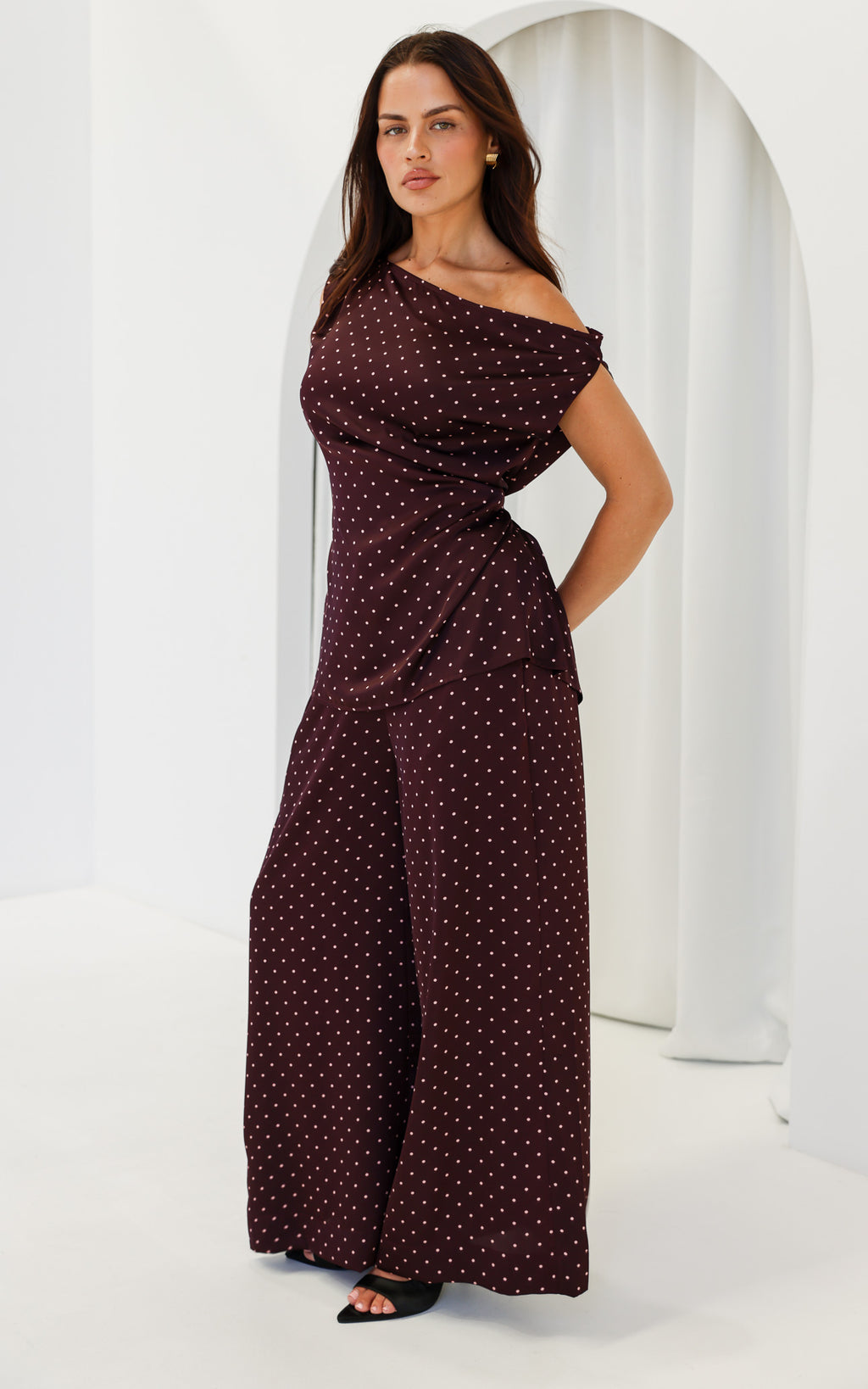 Kassie Top - Wine Mahogany Spots