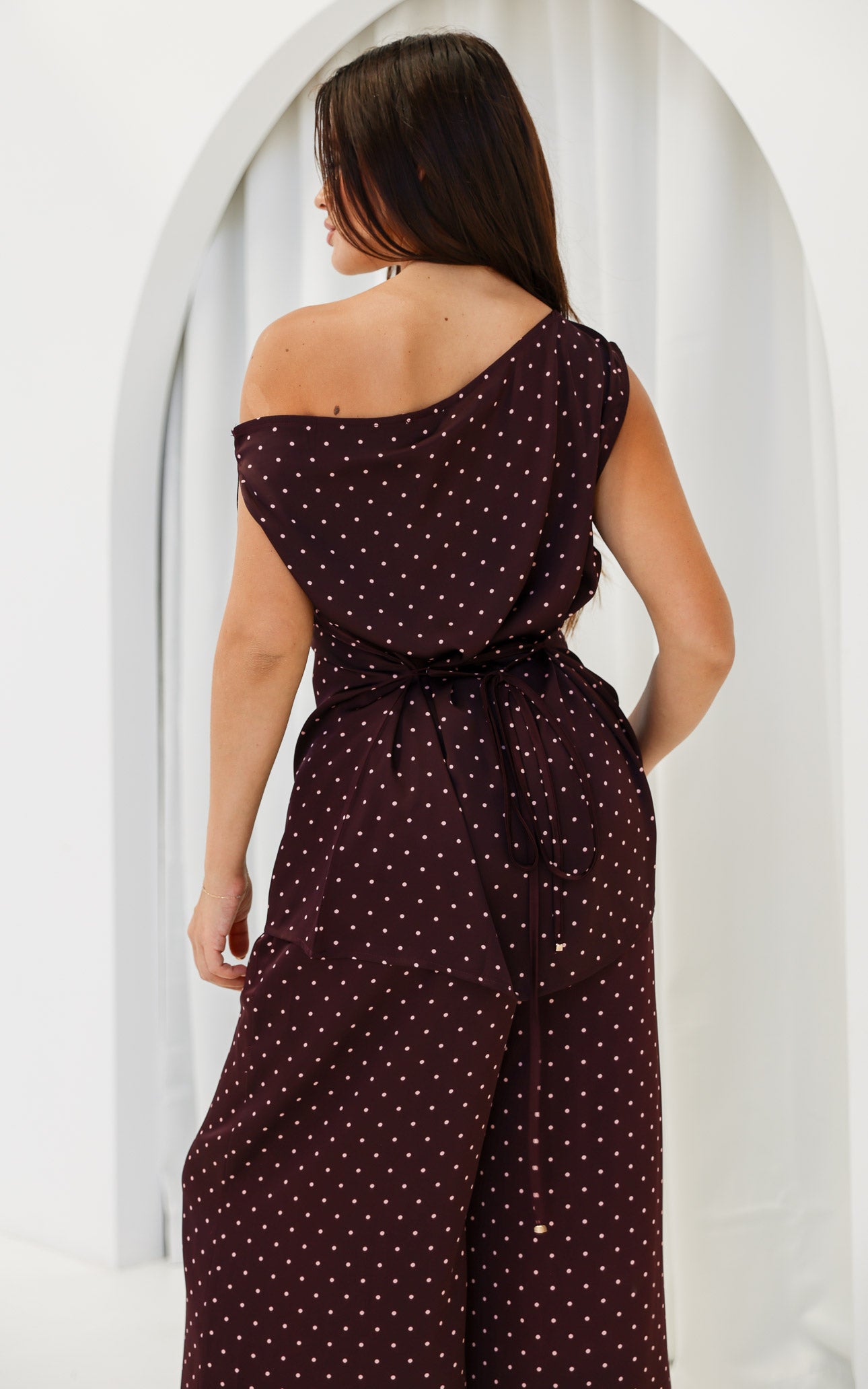 Kassie Top - Wine Mahogany Spots