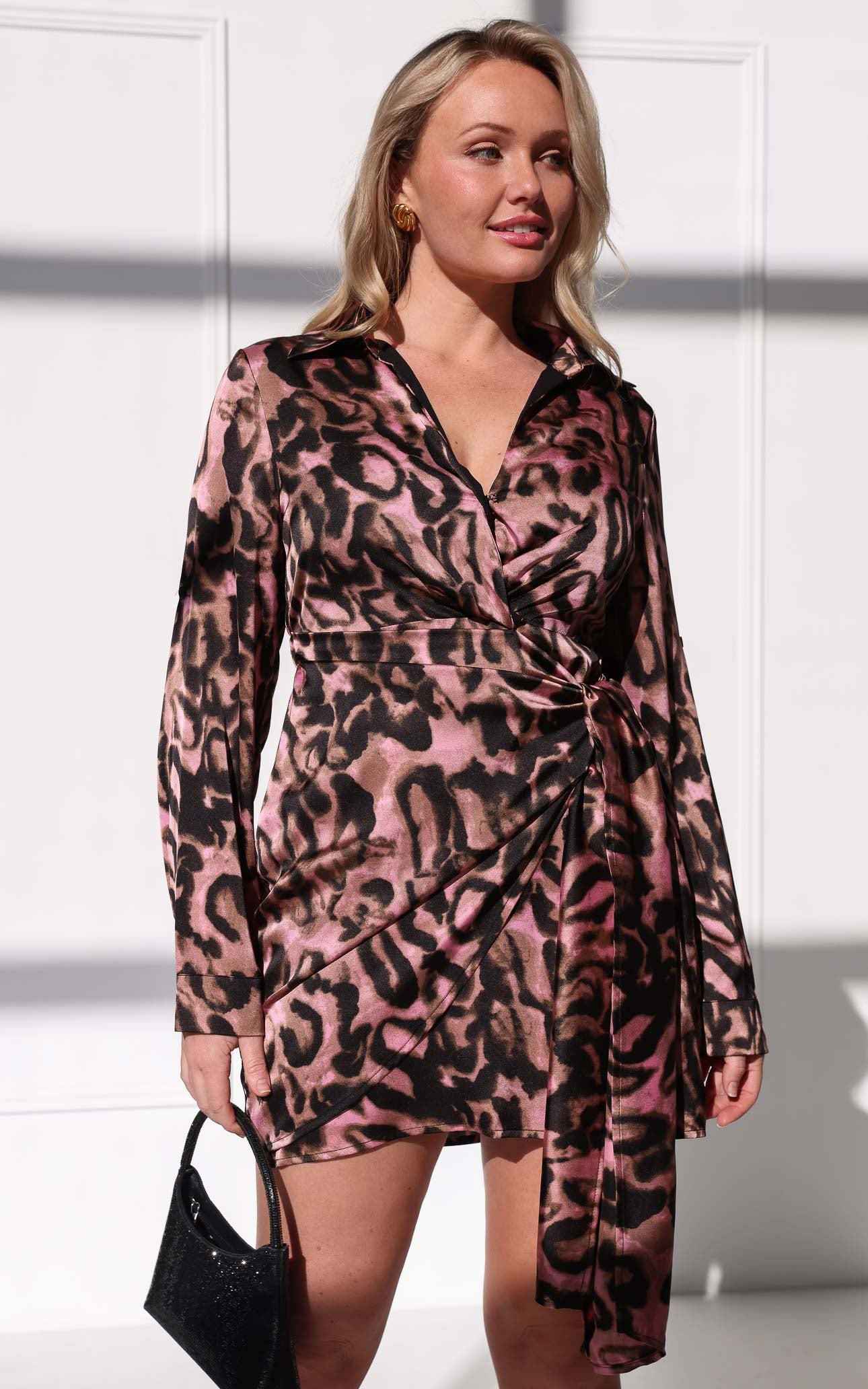 Kaya Mini Dress - Pink Abstract Leopard Print