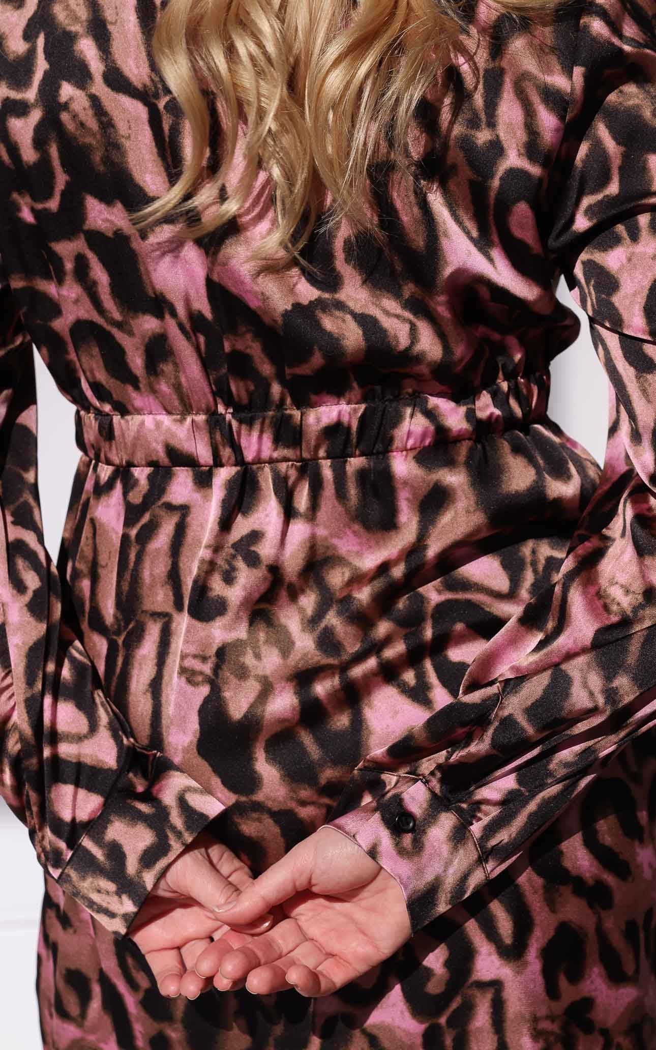 Kaya Mini Dress - Pink Abstract Leopard Print