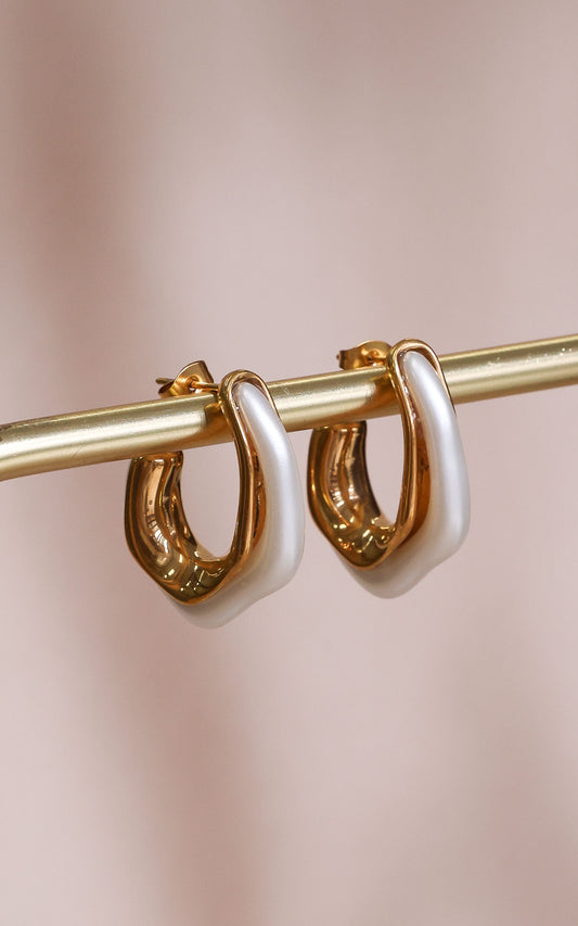 Kazier Hoop Earrings - Gold Pearl