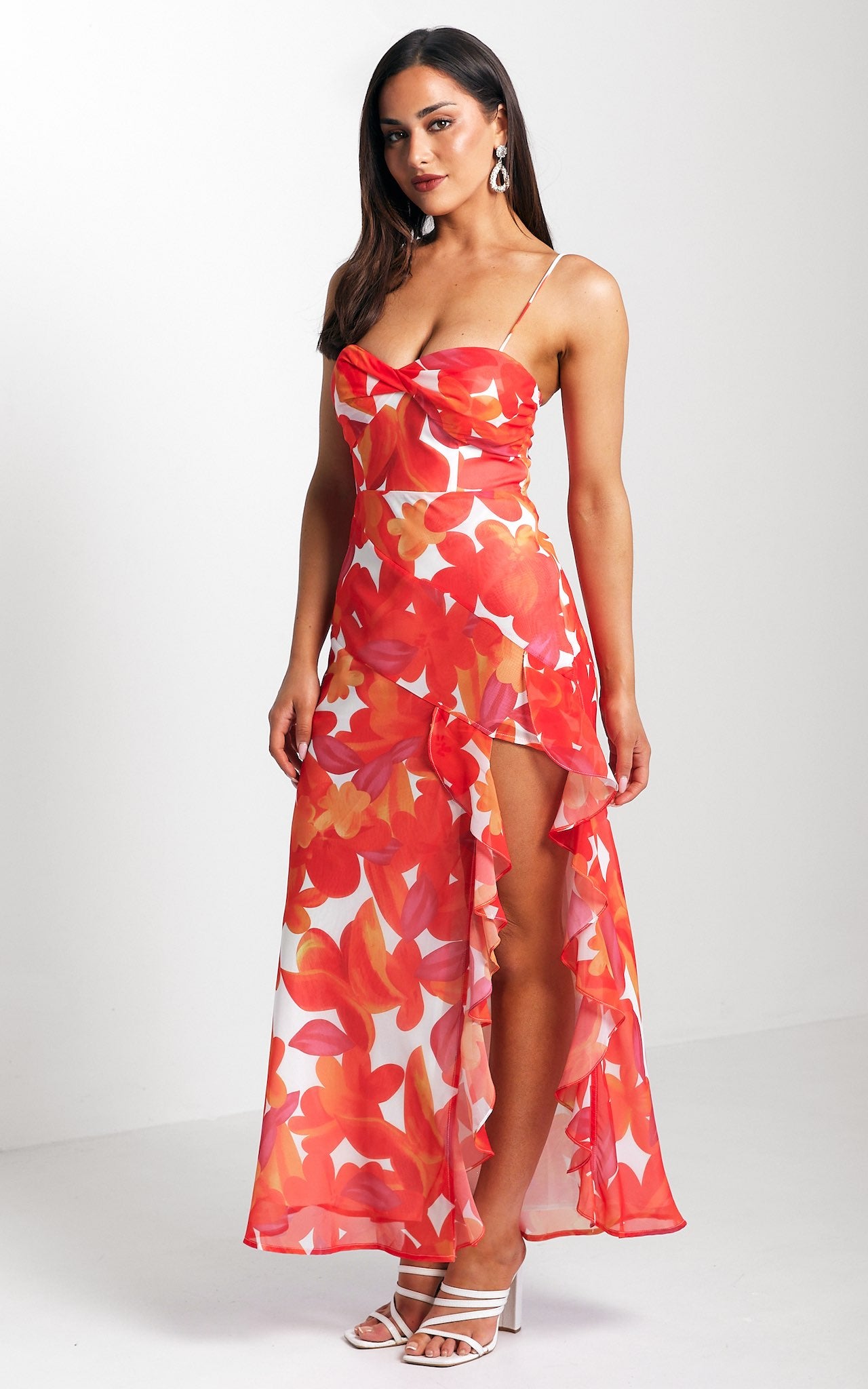 Kehlani Maxi Dress - Orange Pink Multi Floral