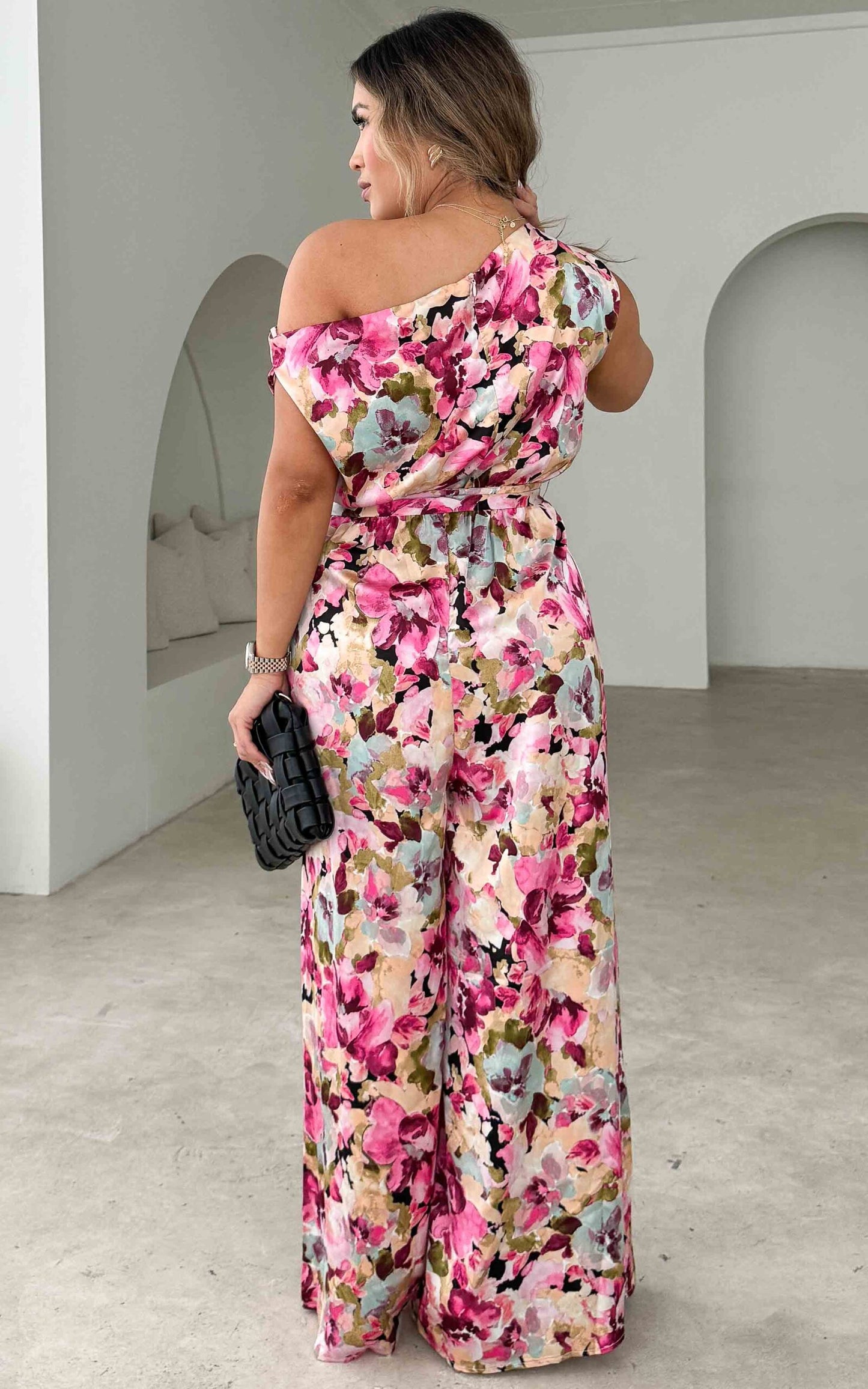 Kendrix Wide Leg Jumpsuit - Pink Multi Floral