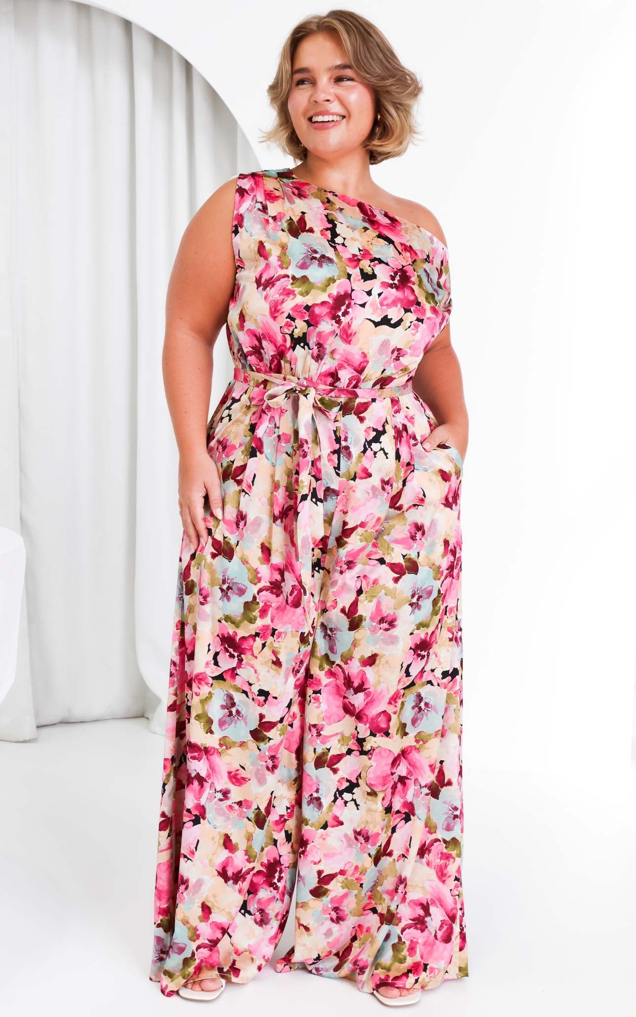 Kendrix Wide Leg Jumpsuit - Pink Multi Floral