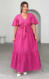 Kesia Maxi Dress - Magenta Pink Eyelet