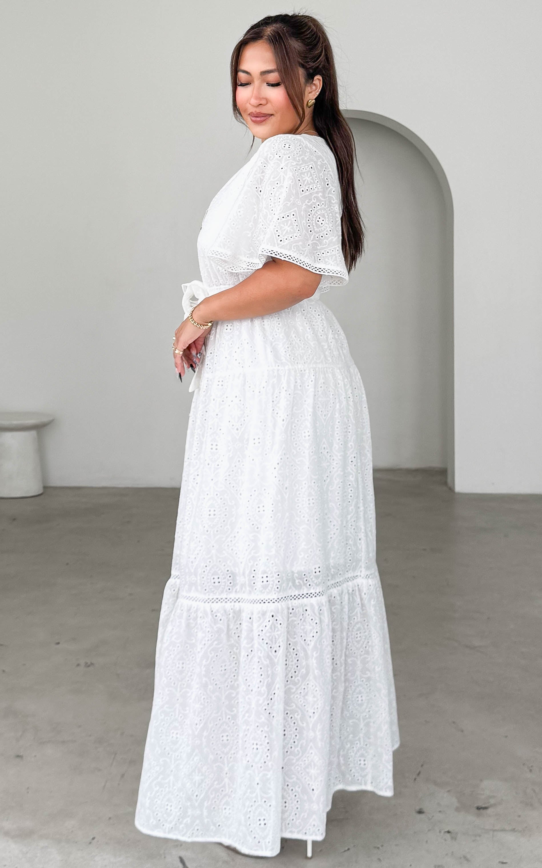Kesia Maxi Dress - White Eyelet