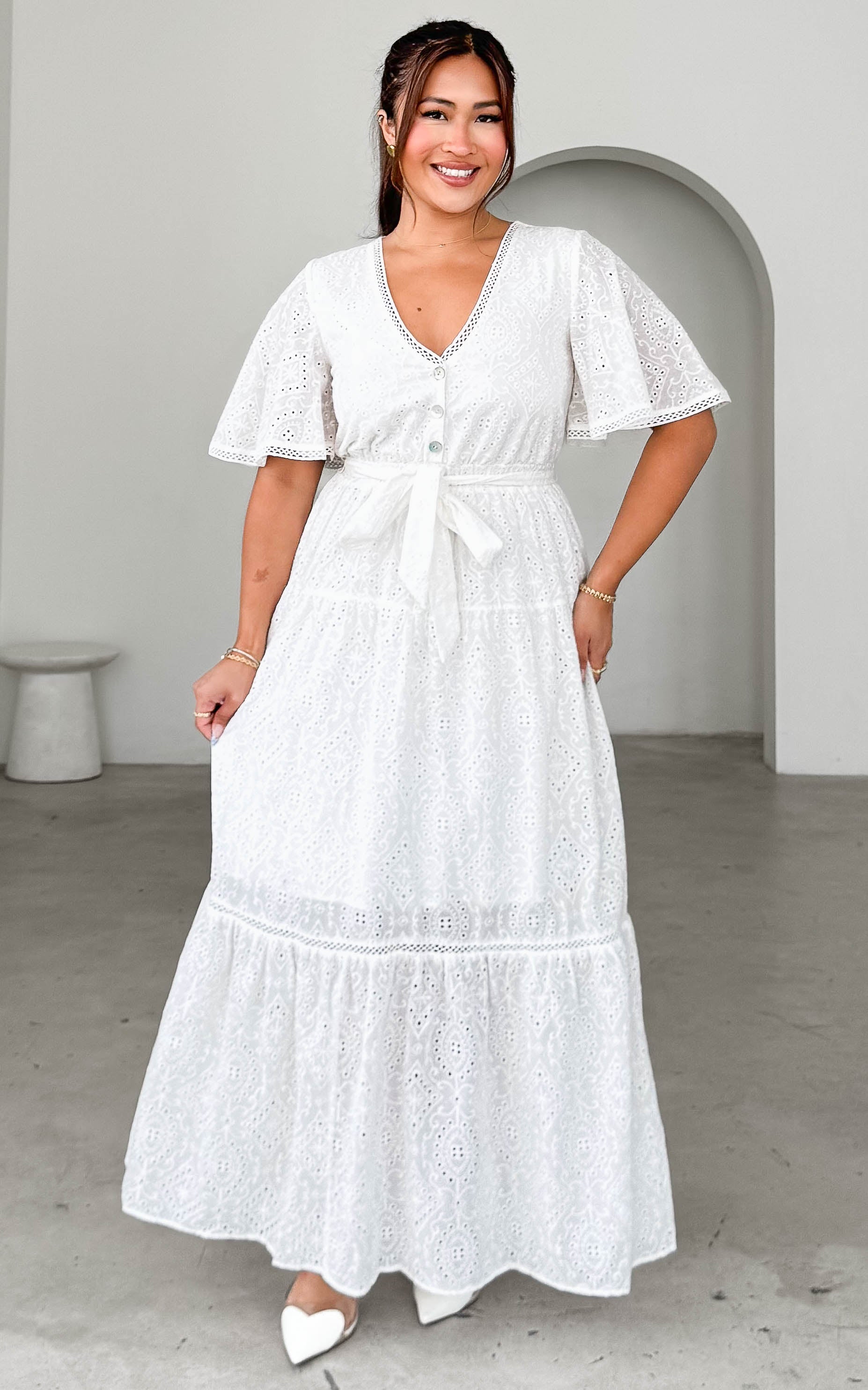 Kesia Maxi Dress - White Eyelet