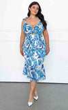 Kiani Midi Dress - White Blue Floral