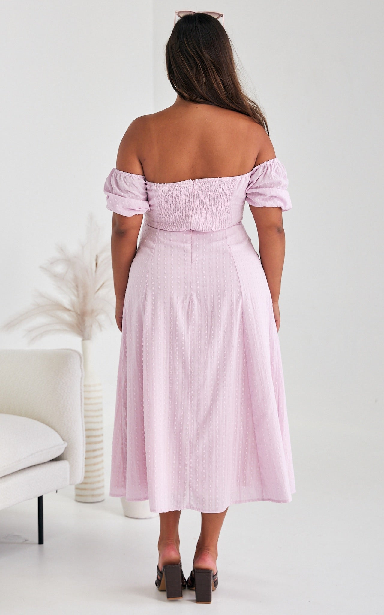 Kiaya Midi Dress - Pink Lilac Texture