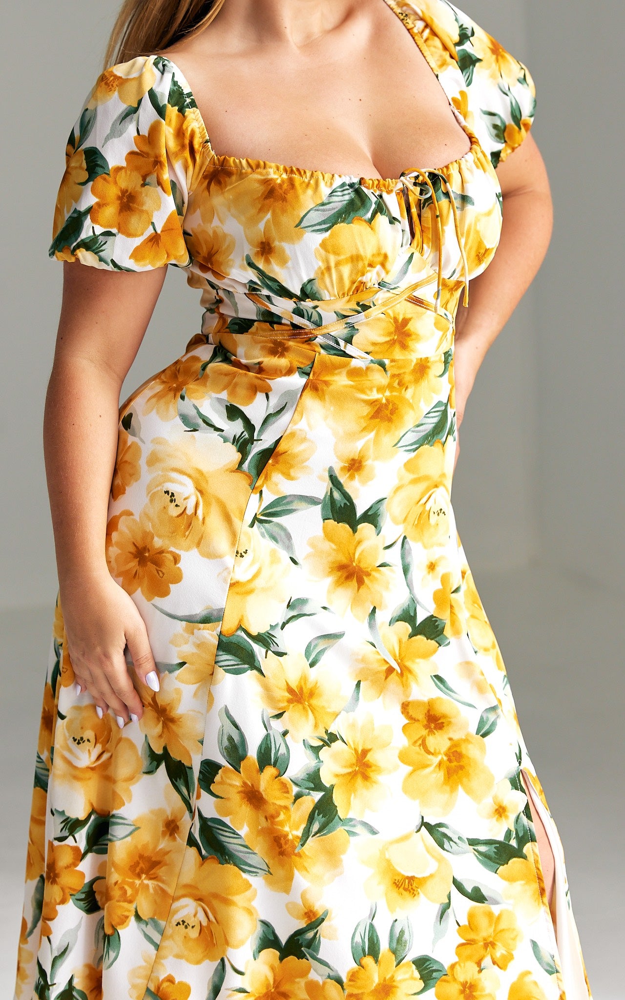 Kiaya Midi Dress - Yellow Floral