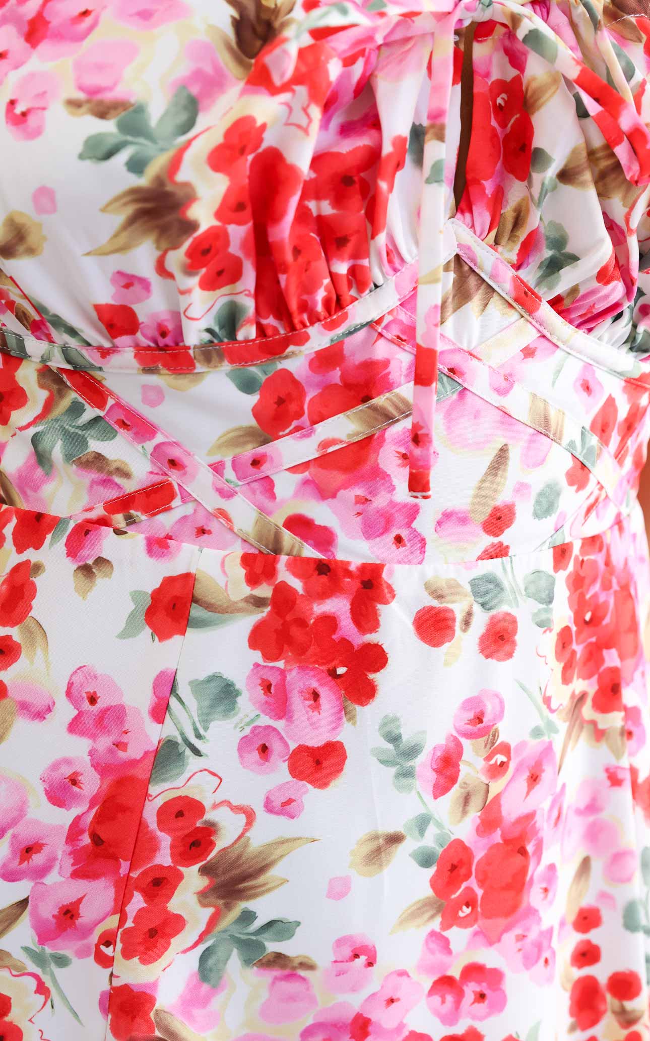 Kiaya Midi Dress - Red Pink Floral