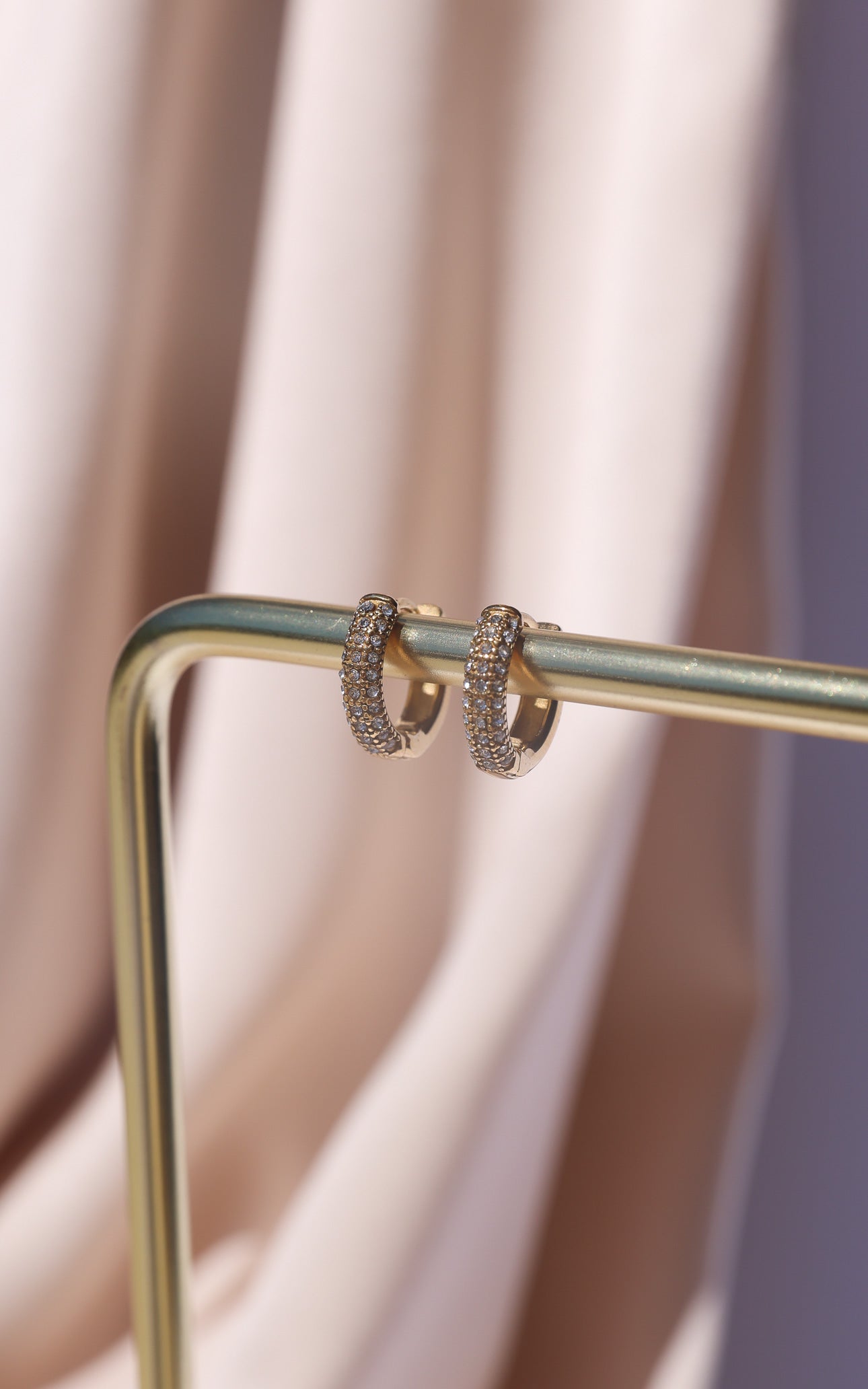 Kida Hoop Earrings - Gold Half Diamante