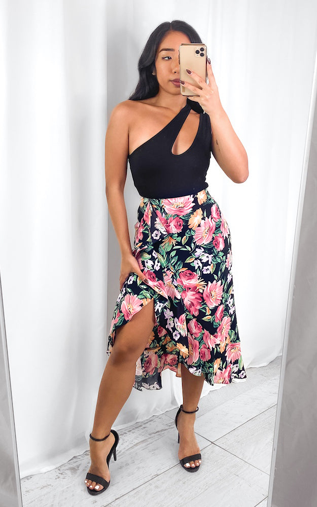 Kiki Skirt - Black Floral