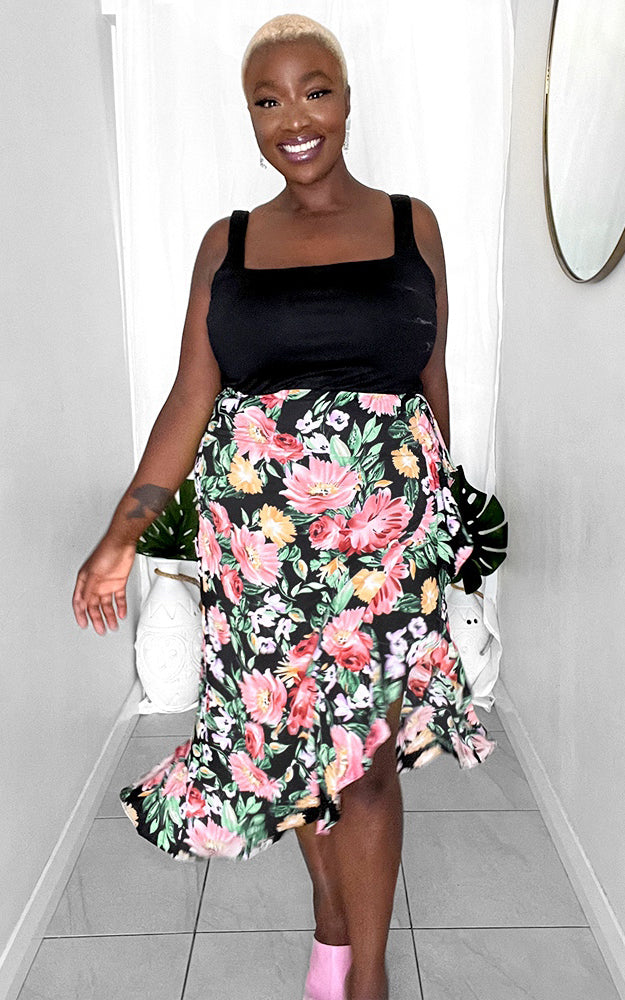 Kiki Skirt - Black Floral