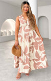 Koa Maxi Dress - Taupe Cream Print