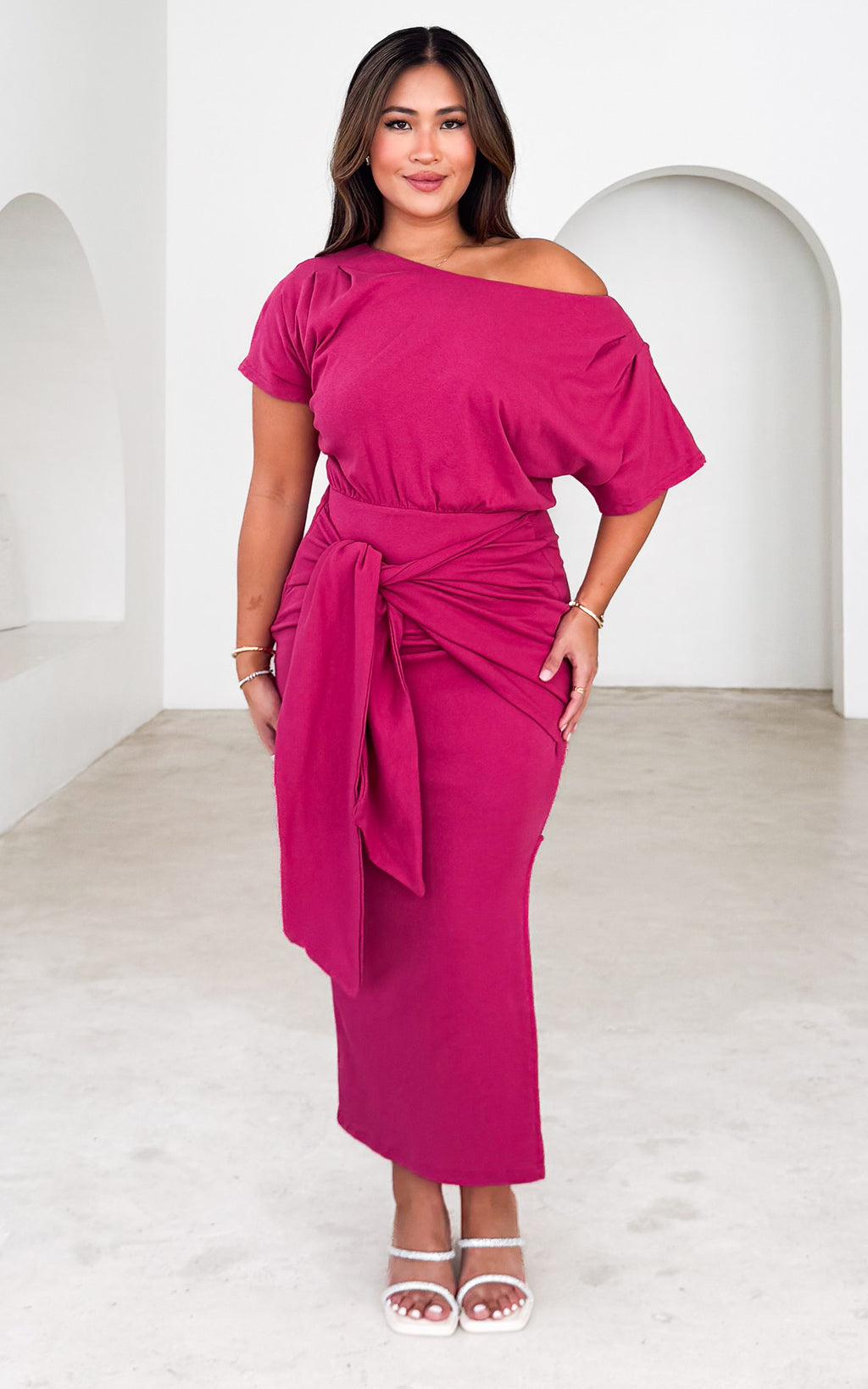 Kobe Short Sleeve Midi Dress - Plum