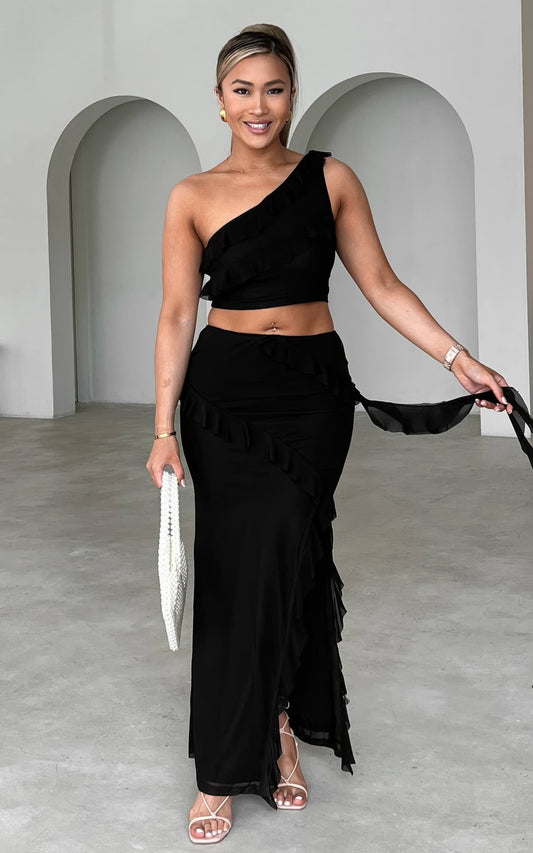 Koda Mesh Maxi Skirt - Black