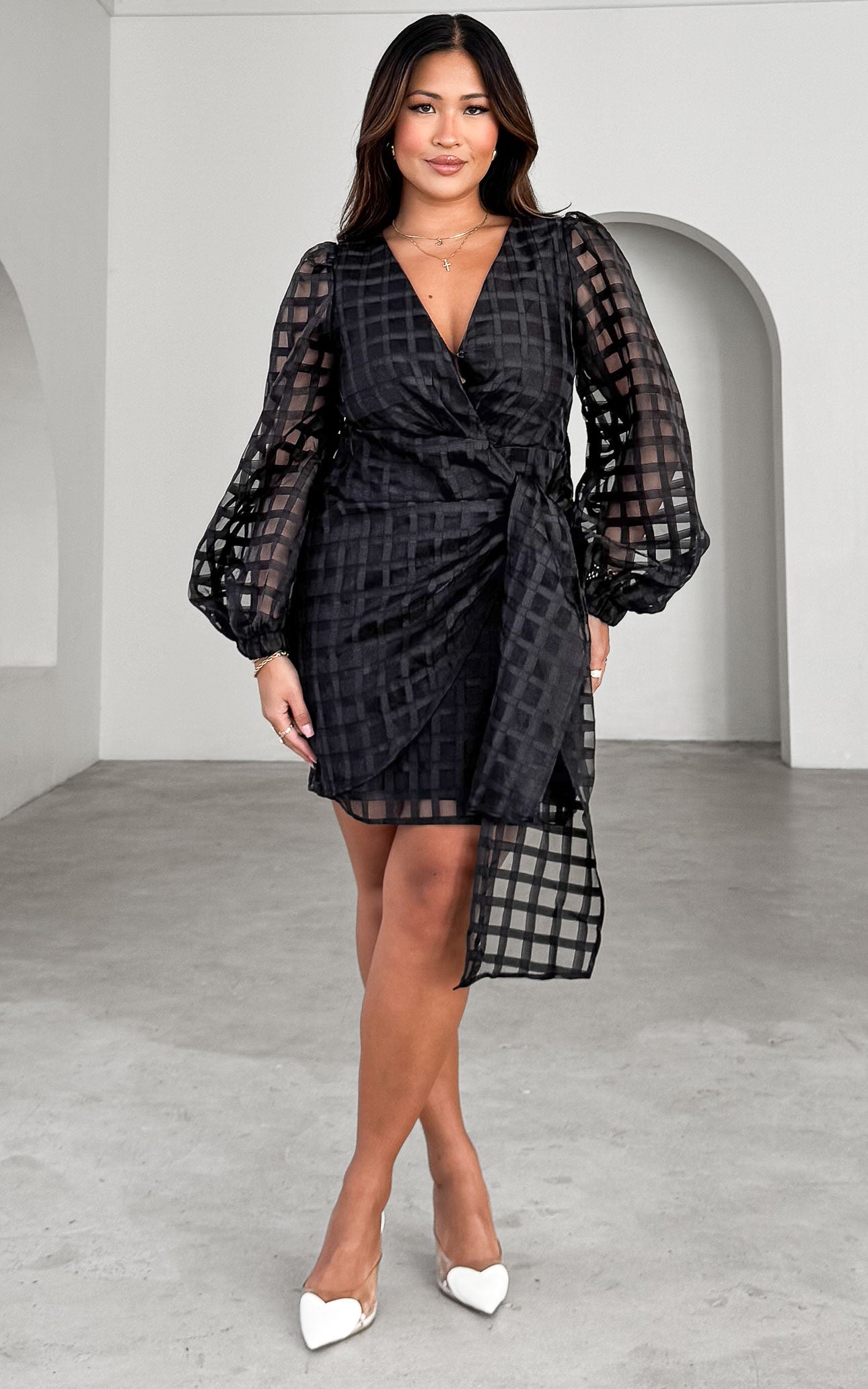 Koko Mini Dress - Black Check Organza