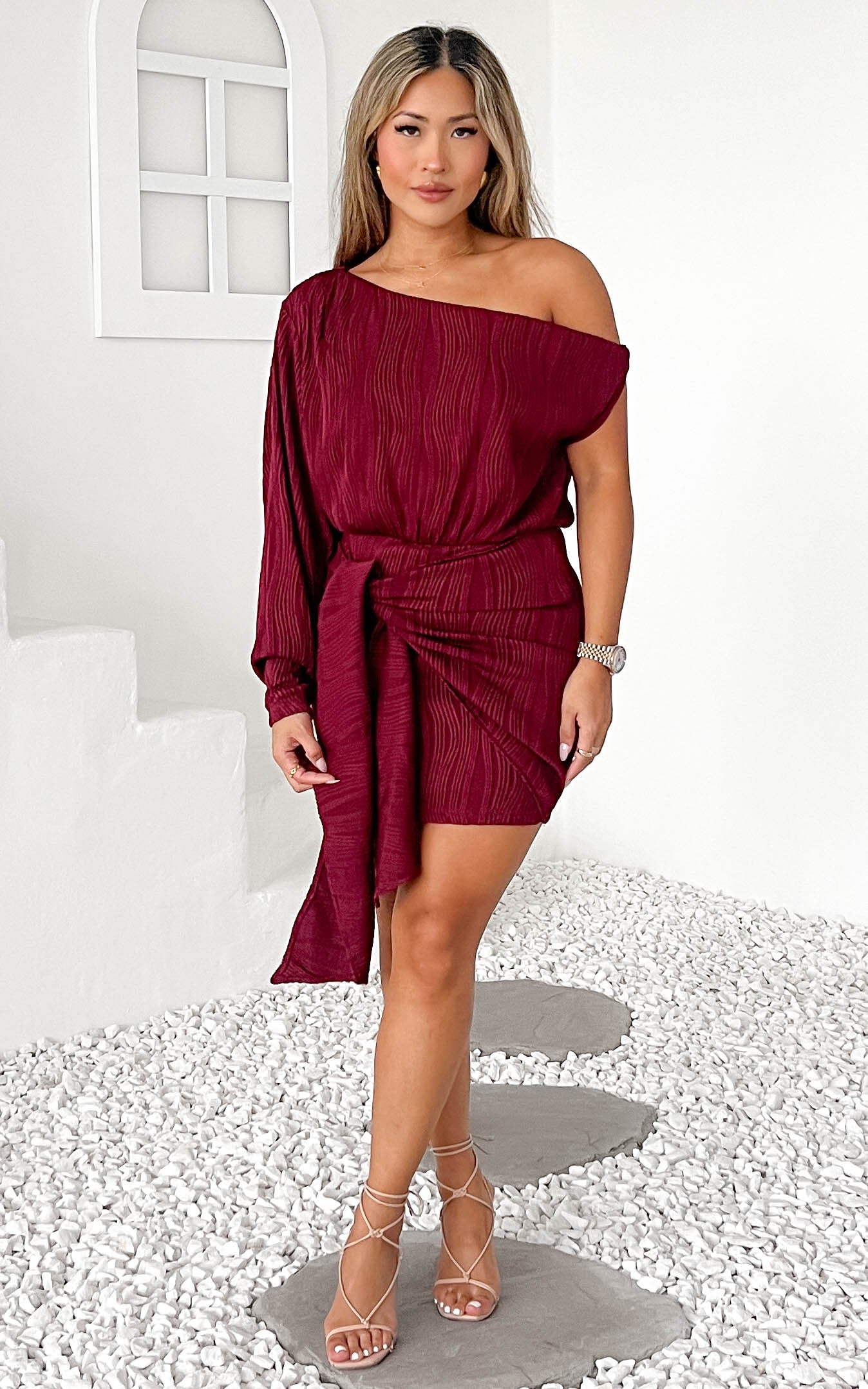 Kompre Mini Dress - Wine Texture