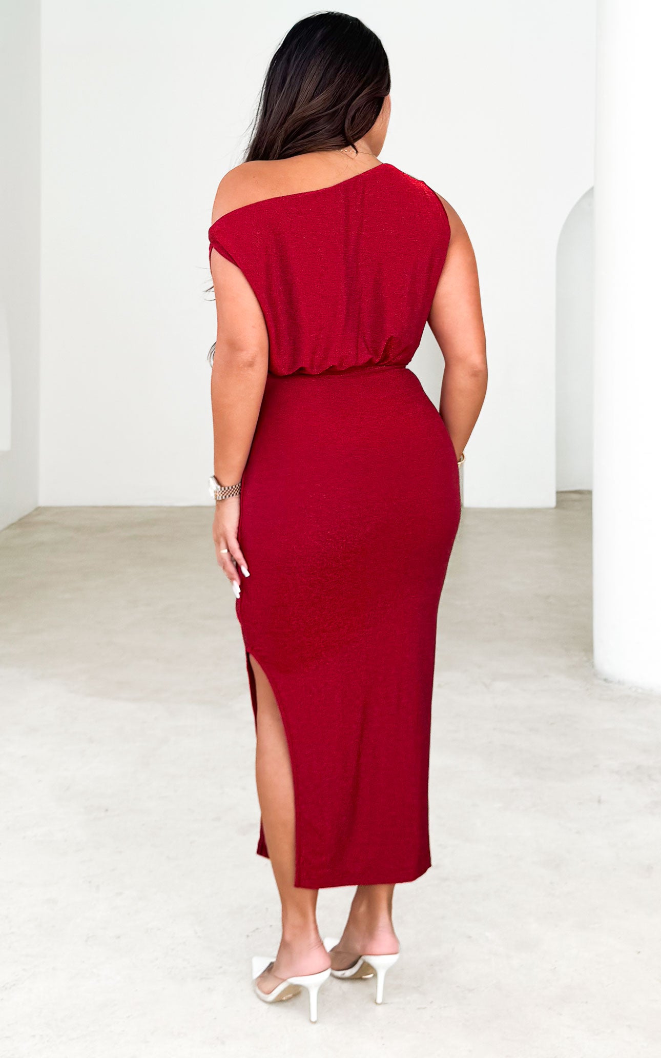 Kompre Midi Dress - Red Metallic