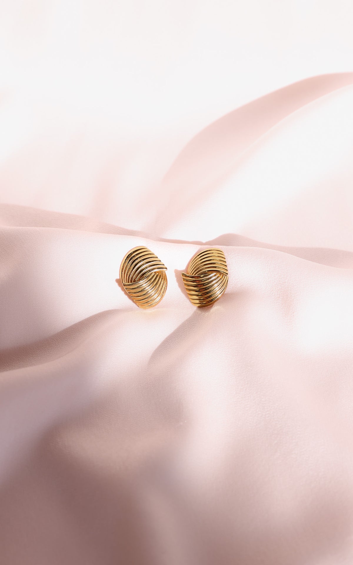 Koven Stud Earrings - Gold Ribbed Twist