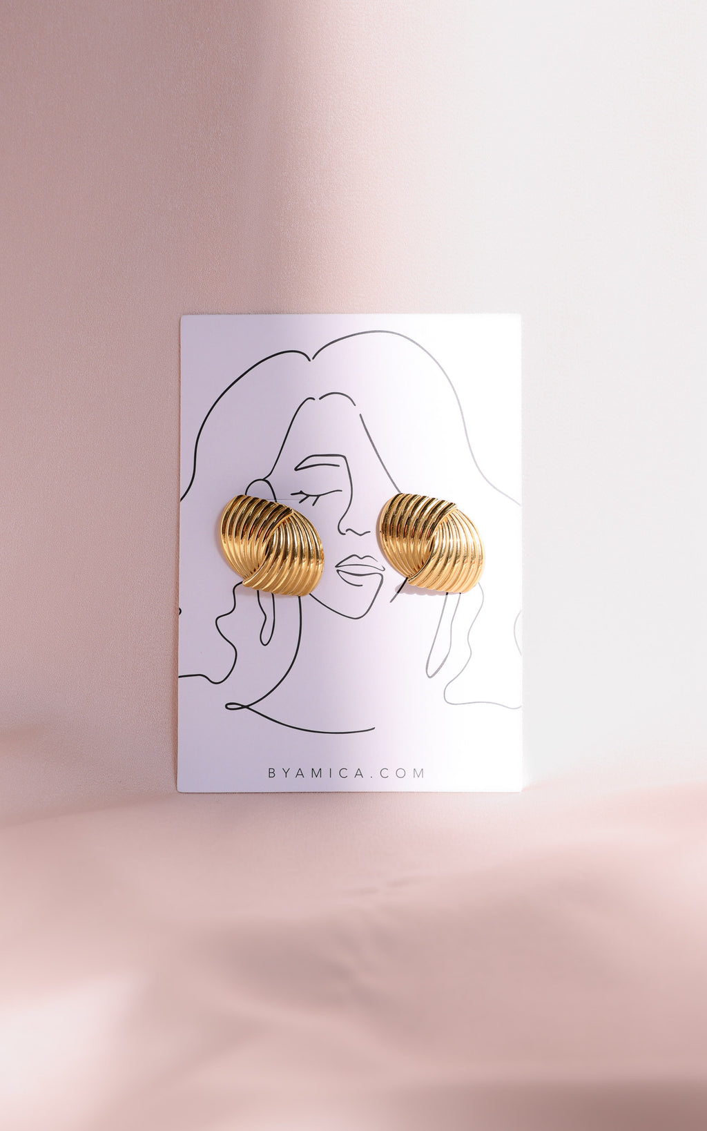 Koven Stud Earrings - Gold Ribbed Twist