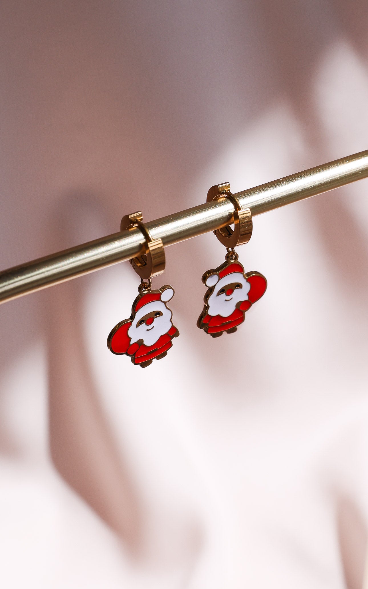Kris Kringle Hoop Charm Earrings - Gold Santa