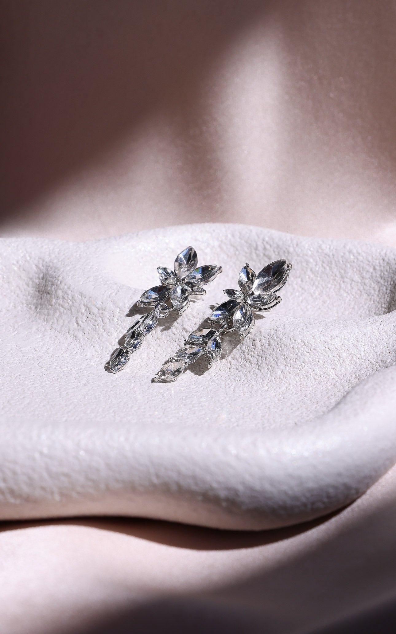 Krysta Drop Stud Earrings - Silver Clear Cluster