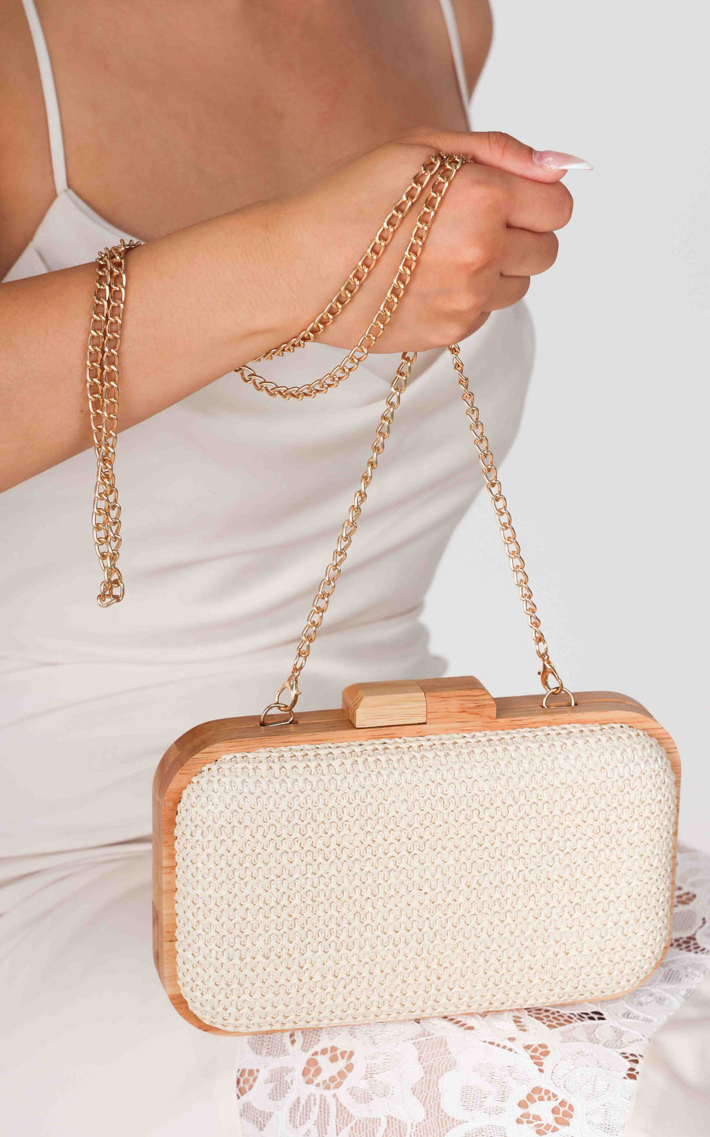 Kulua Straw Clutch Bag - Light Beige