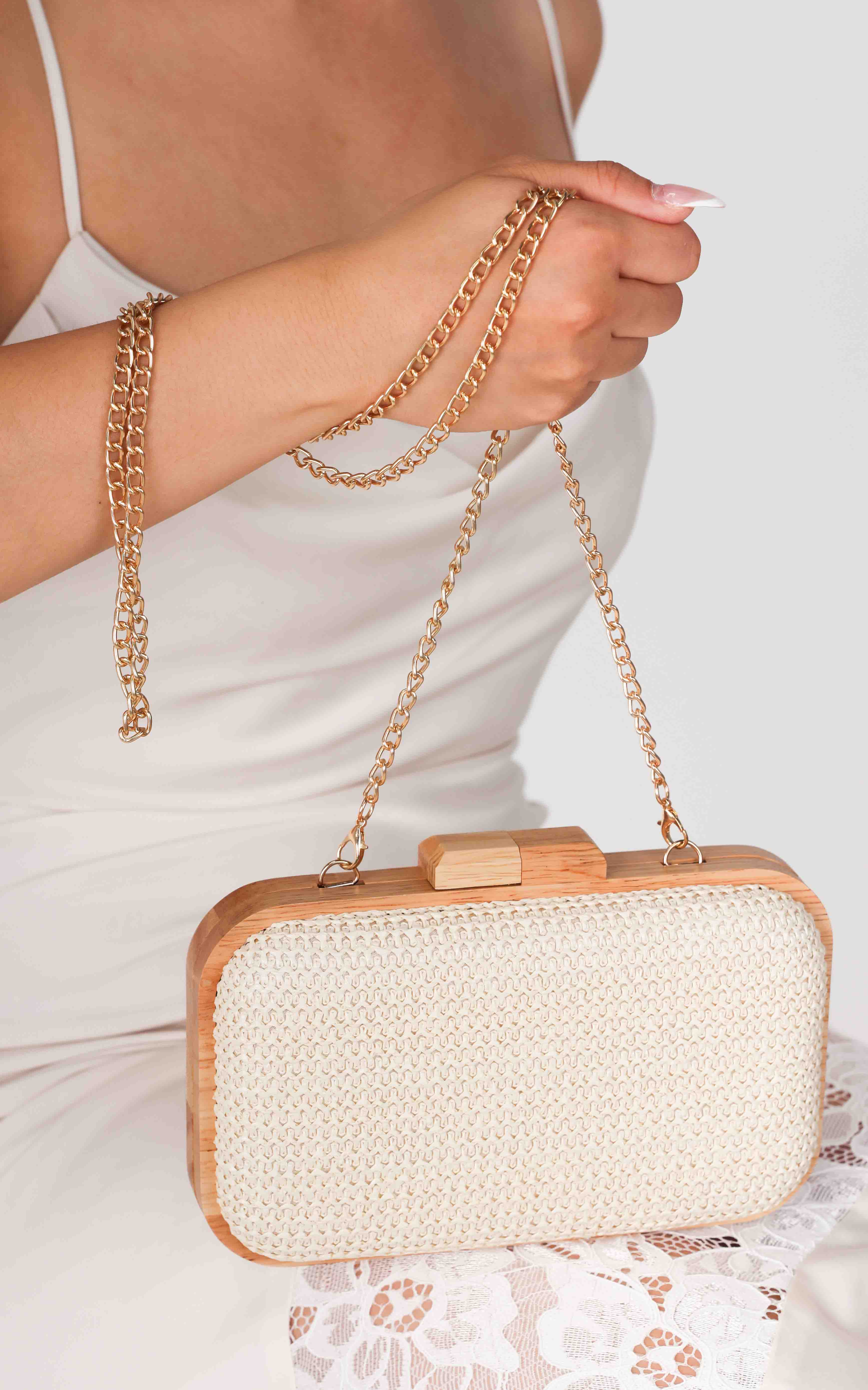 Kulua Straw Clutch Bag - Light Beige