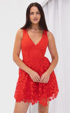 Kallulah Floral Lace Mini Dress - Red