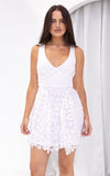 Kallulah Floral Lace Mini Dress - White