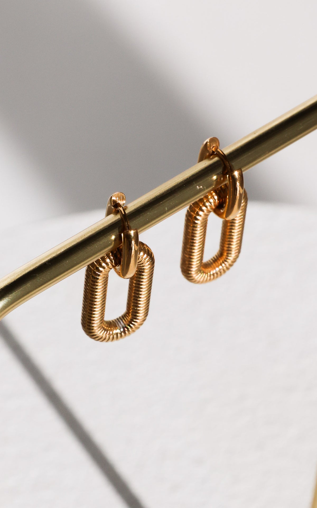 Karass Hoop Earrings - Gold Ribbed Texture