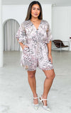 Katrina Playsuit - Beige Gold Multi Print