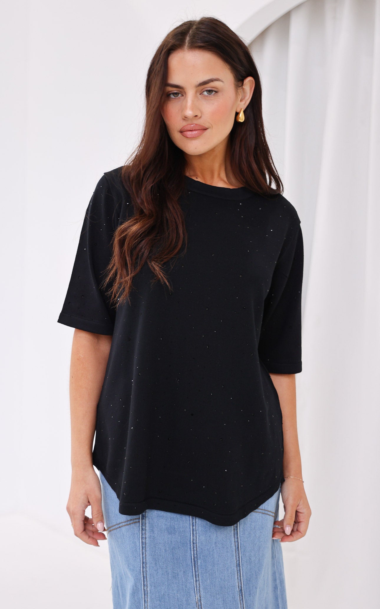 Kenzia Diamante Knit Top - Black