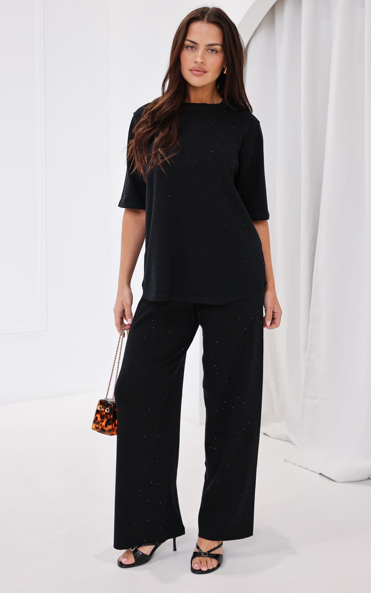 Kenzia Diamante Knit Top - Black